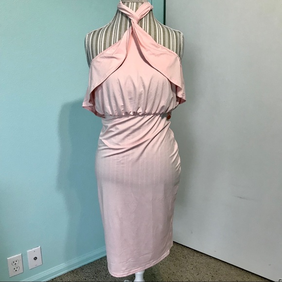 NWT Beautiful Pink Halter Bodycon Dress Size M - Picture 5 of 8